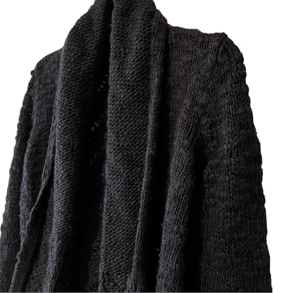 Calypso St Barth Wool & Silk Chunky Knit Blend Open Front Cardigan Sweater Black - Picture 3 of 12